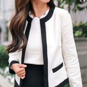 Navy trim off white blazer